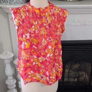 THML Pink and Orange Floral Blouse Size XS